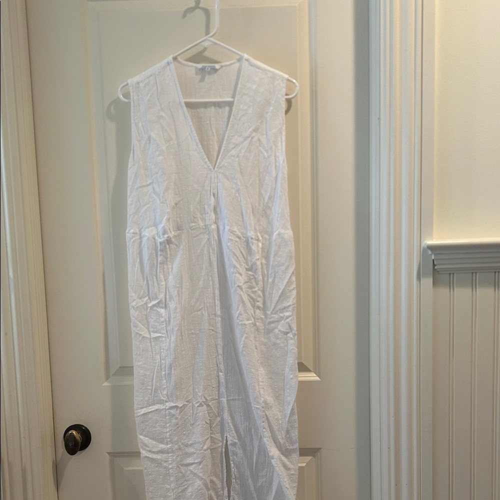 Blue Island Pool Beach Coverup Maxi Dress V-Neck Sleeveless semiSheer size M